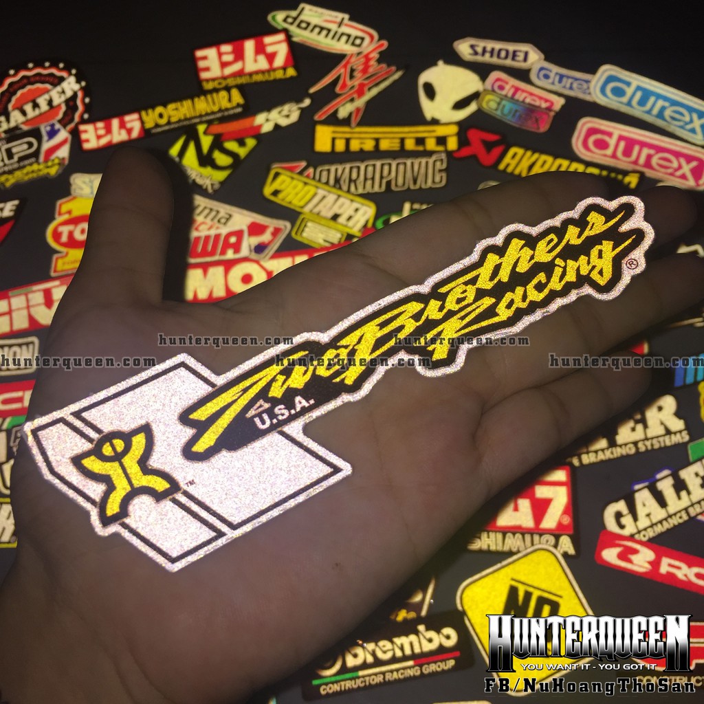 Logo TwoBrothers Racing[14.5x4.2] decal phản quang 3M cao cấp chống nước. Hình dán sắc nét, bền màu, dính chặt.