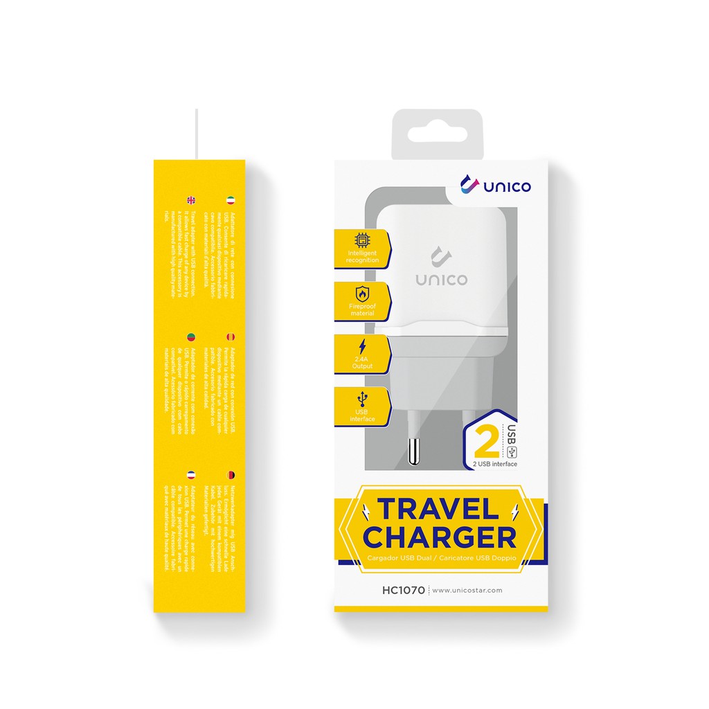 Cốc Sạc Nhanh Unico 2 Cổng USB 5V 2.4A Quick Charge Cho iPhone Huawei Samsung Xiaomi Oppo Vivo Realme