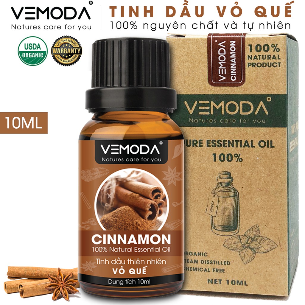 Tinh dầu Vỏ quế nguyên chất VEMODA 10ML giúp cải thiện giấc ngủ, giảm đau nhức, giảm mỡ bụng hiệu quả