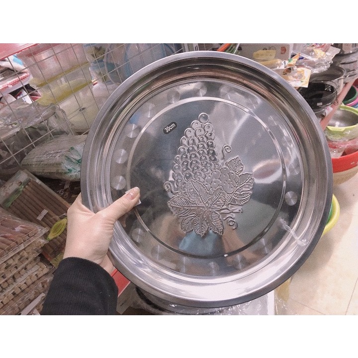 Khay Tròn Inox Trùm Nho Size 28, 36, 38, 50cm Bền Đẹp