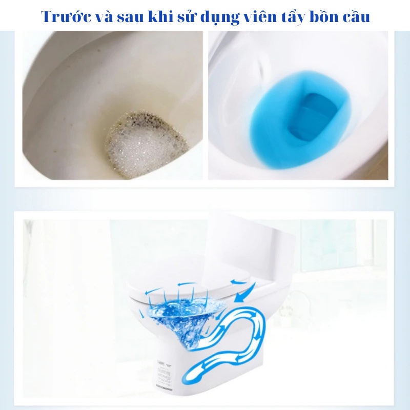 Bịch 10 viên tẩy bồn cầu công nghệ Hàn Quốc, khử mùi hôi, diệt khuẩn, thơm mát.