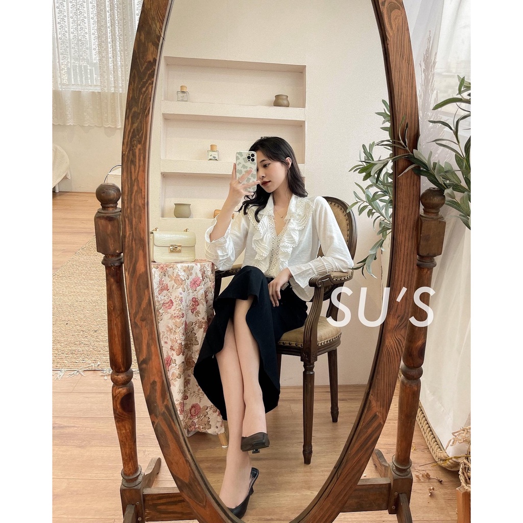 Áo bbd đũi cổ bèo phối ren A2173 SUSTORE