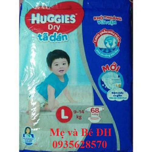 Tã dán Huggies Dry M76-L68-XL62-XXL56 (Size M - L - XL - XXL)