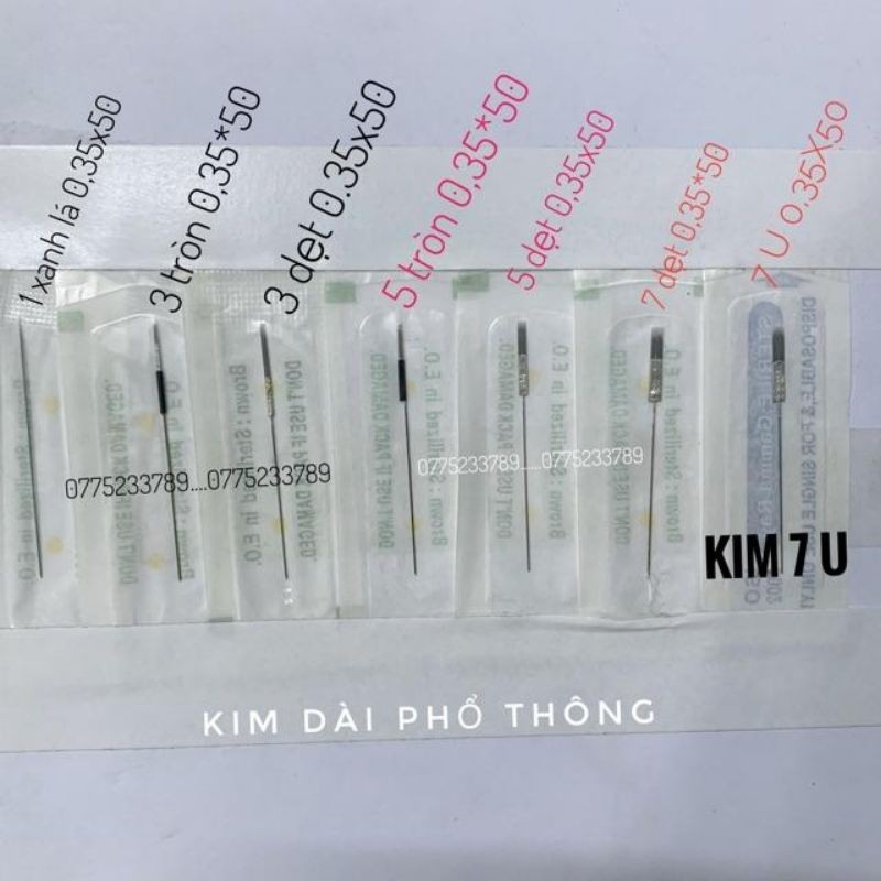 Kim dài phổ thông dùng cho máy phun xăm gồm kim 1,3,5,7,9