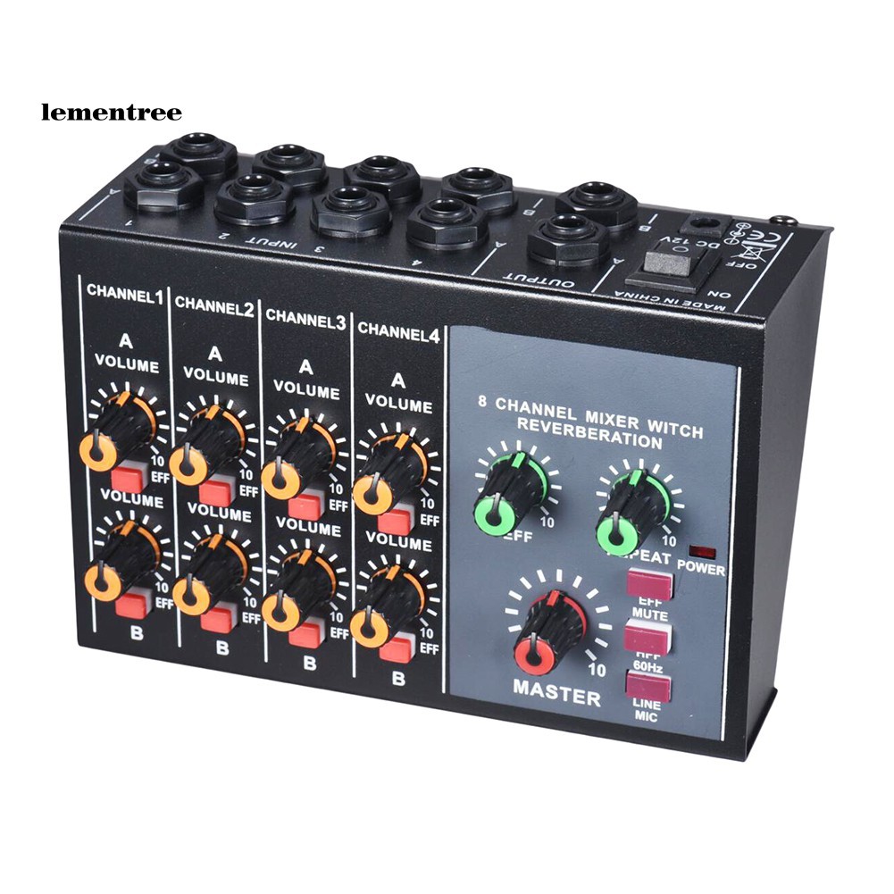 ✡WYB✡Portable Digital 8-Channel Stereo Sound Mixing Console Reverb Effect Audio Mixer bàn tính