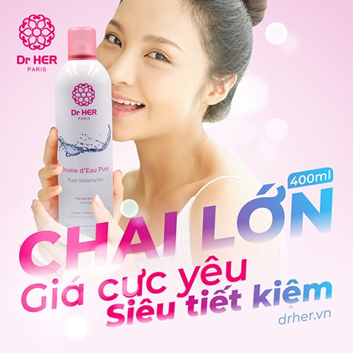 (Mua để nhận quà) Mua 1 xịt khoáng Dr Her Paris 400ml tặng 1 bông tẩy trang Bocoton Cosmeto 100 miếng