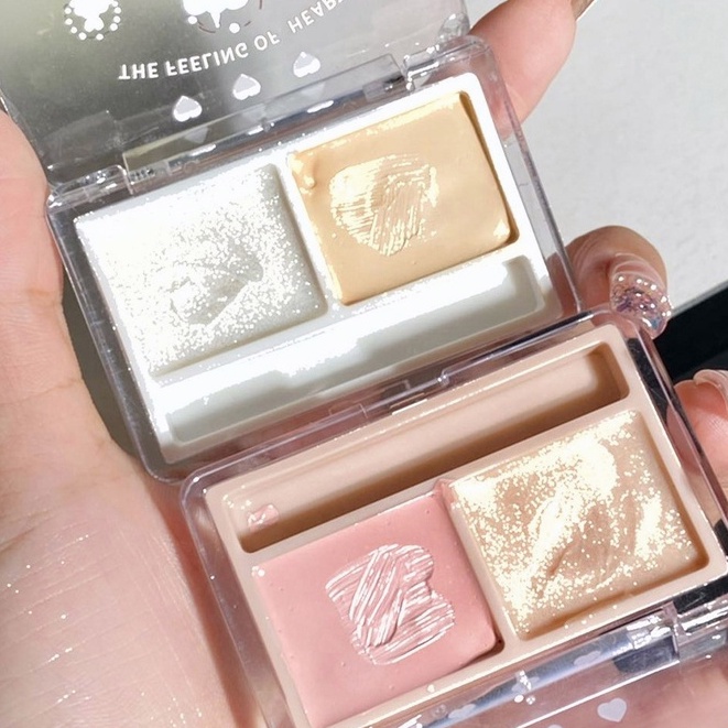 HERORANGE pha lê pha lê kim cương highlight kem xiếc mờ lêlecent đĩa hai màu kem làm sáng kem che khuyết điểm mờ giọt nước mắt