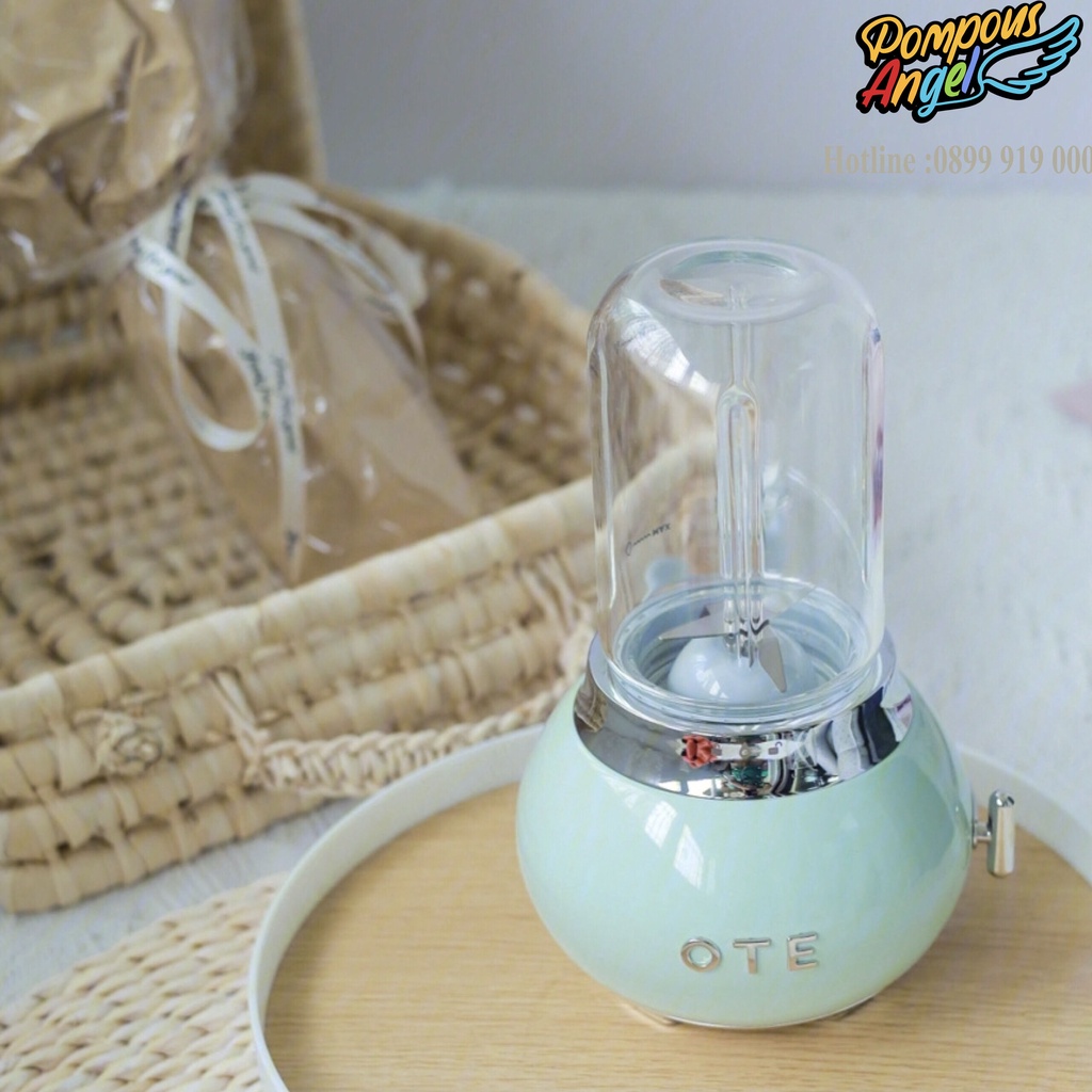 Máy xay sinh tố mini dáng cổ điển cầm tay OTE đủ màu xanh/trắng/hồng , decor trang trí ,bảo hành 12 tháng