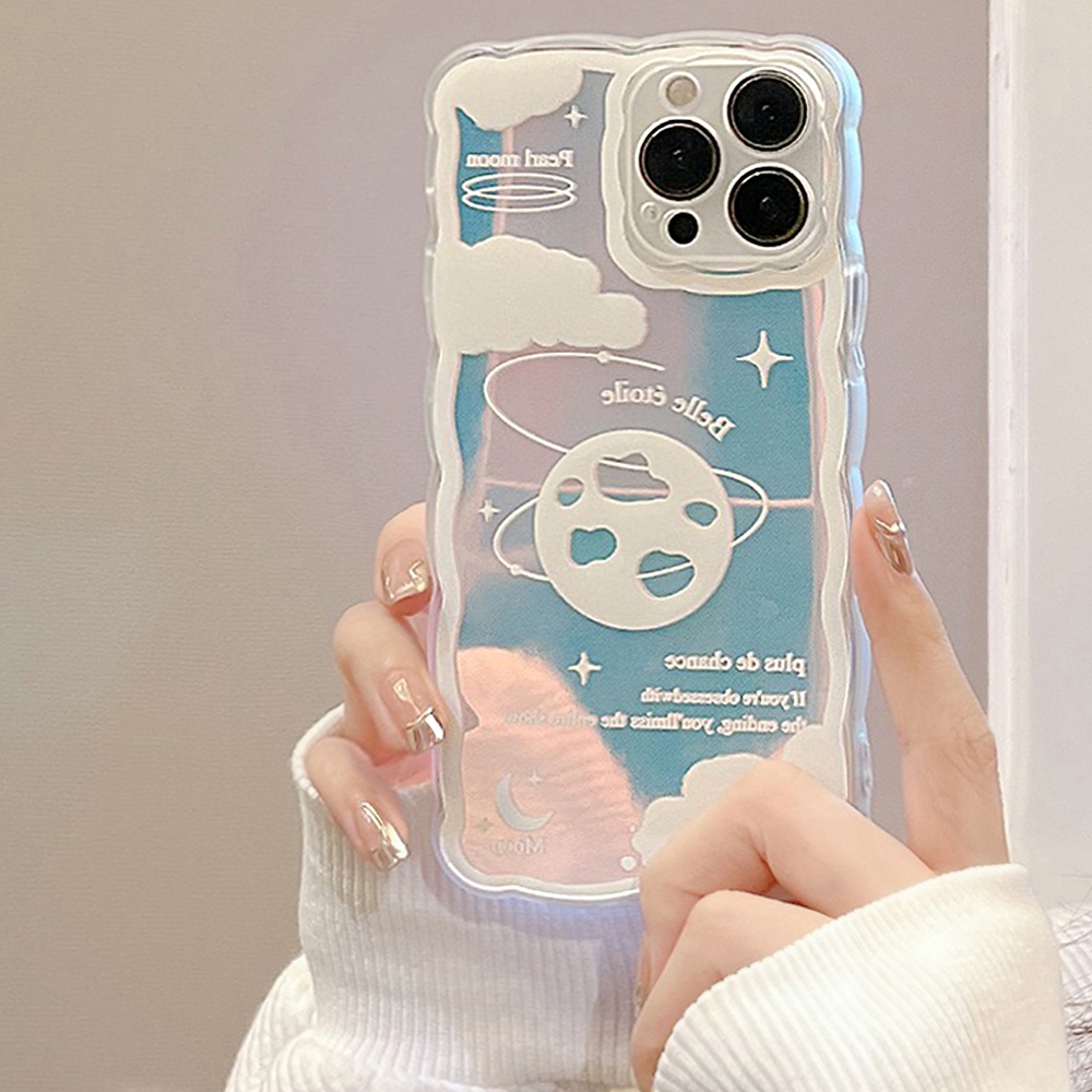 Ốp Điện Thoại TPU Mềm Trong Suốt Chống Sốc Viền Lượn Sóng Màu laser Cho iPhone 11 12 13 Pro max mini XS max xr 7 8 se2020 plus