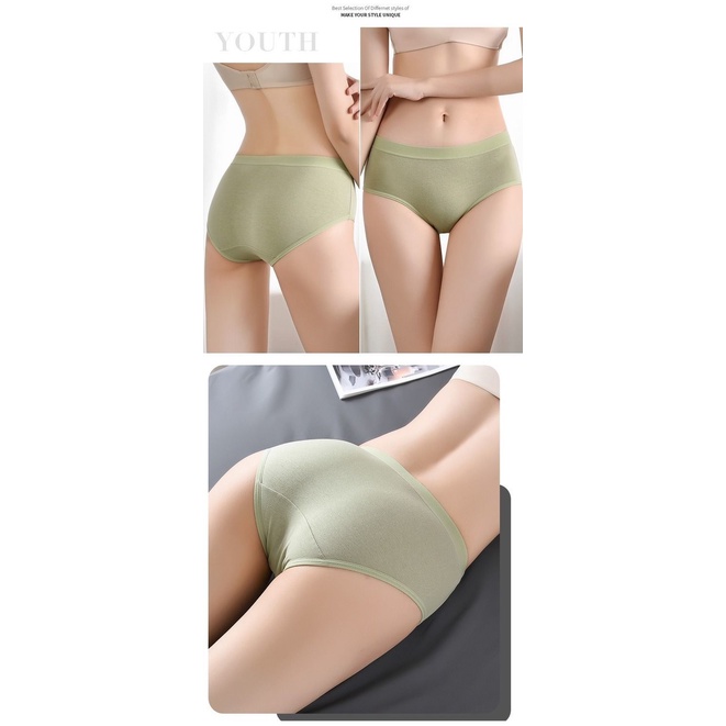 Modal cotton panties, solid color mid-waist panties, female student panties, plus size ladies panties