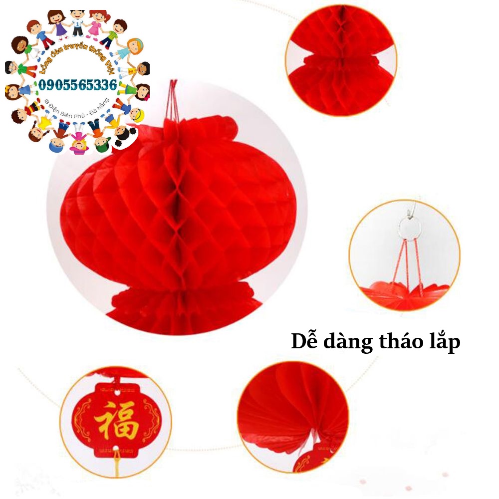 Lồng đèn lưới đỏ chống nước treo trang trí Trung Thu 2022 - Lồng đèn đỏ chữ PHÚC nilon chịu nắng mưa trang trí Tết