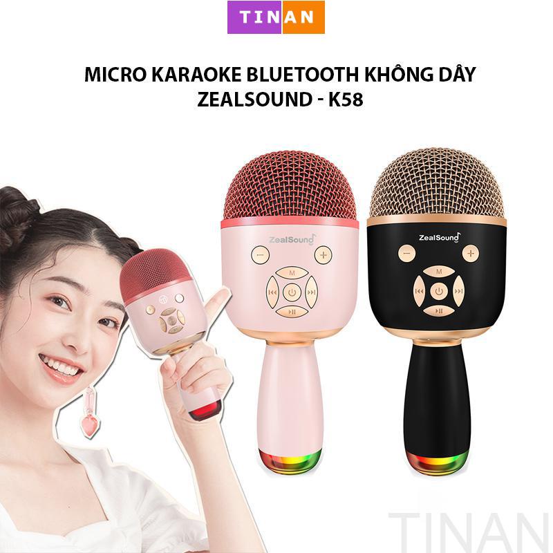 Micro Karaoke Bluetooth Không Dây Zealsound K58 Tích Hợp Loa, Sử Dụng Hát Tại Nhà, Livestream