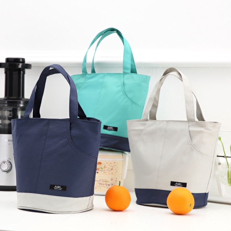 Simple Color Matching Outdoor Heat Insulation Handbag Fashion Picnic Large Capacity Thick Waterproof Lunch Bag
