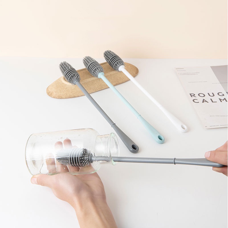 Bàn Chải Silicone Vệ Sinh Ly Cốc Chai Lọ Đa Năng 3 Màu TPR