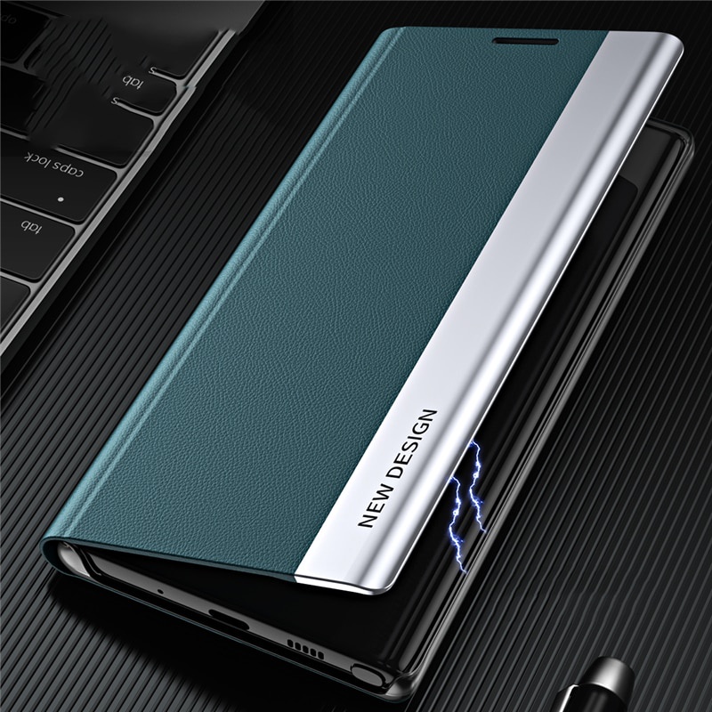 Bao da điện thoại gập từ tính có chân đỡ cao cấp cho Samsung Note 10 S21 Ultra S21 Plus S20 S10 Plus Samsung Note 9