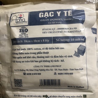 Gạc vuông 10x10x8 lớp [Bịch 10 gói]