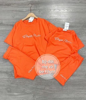 Đồ đôi mẹ và bé Flight mode áo thun quần ngố