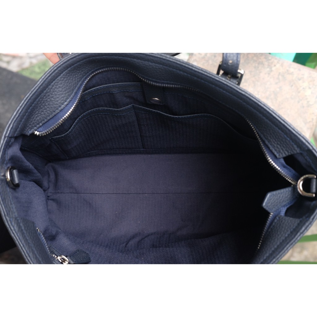 ANORA-Túi Tote da bò thật nguyên tấm lớp 1 cao cấp màu xanh navy-KX32-71