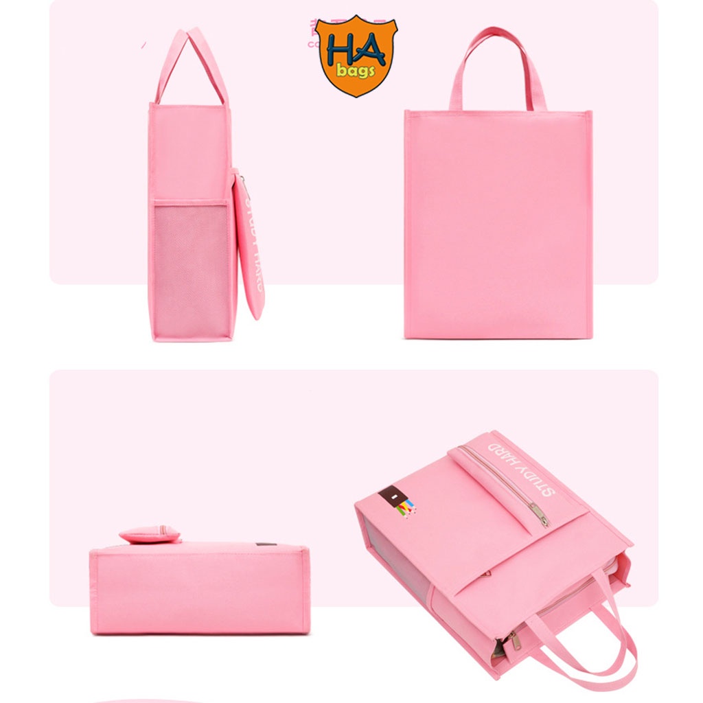 Túi đựng sách vở học phụ đạ, học hè HA1024 kích thước 34x28x11cm phù hợp khổ vở A4