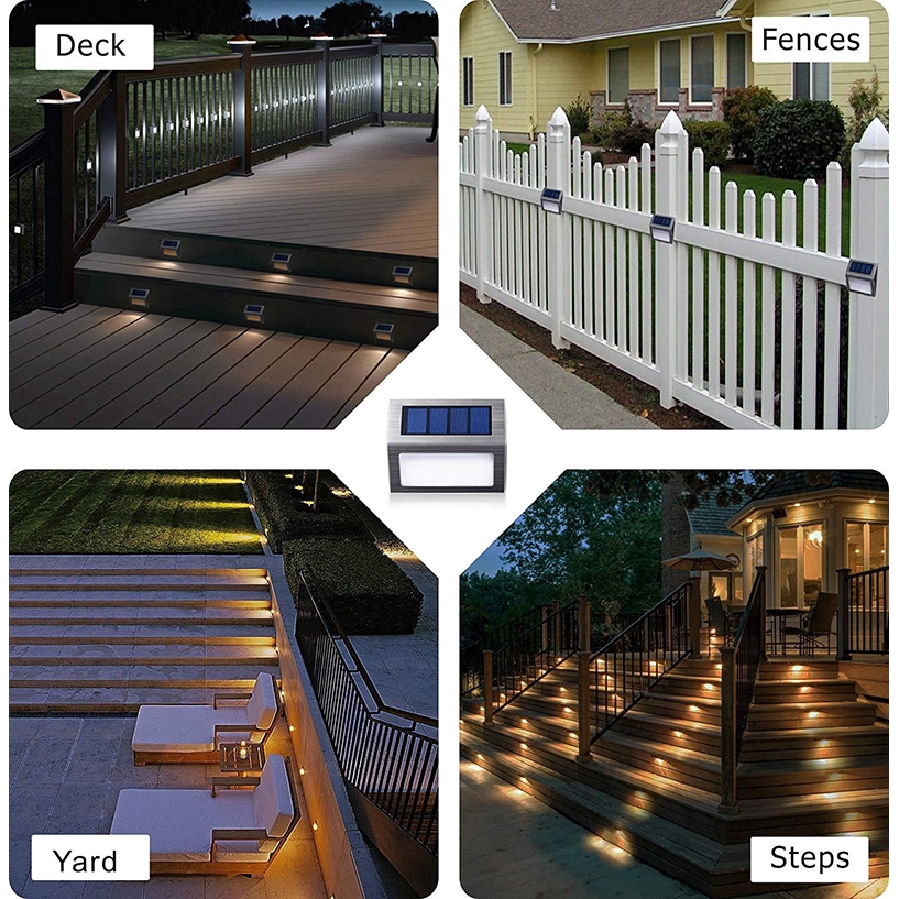 Bộ 4 đèn LED chống thấm nước dùng năng lượng mặt trời