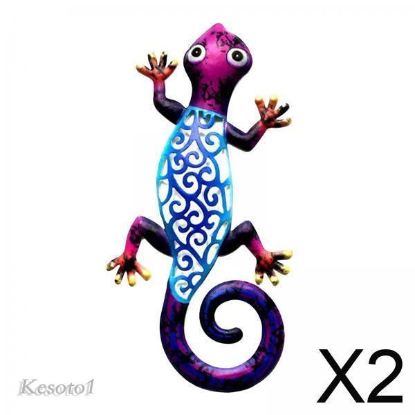 [KESOTO1]2xWall Hanging Gecko Artworkd Decorative Lizard Outdoor Garden Decor  Blue