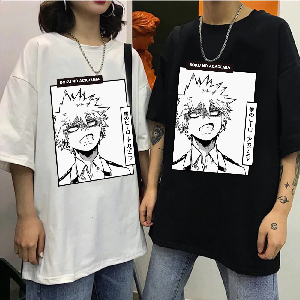 Harajuku My Hero Academia Áo phông Anime Bakugou Katsuki In cho Nam giới Thời trang dạo phố