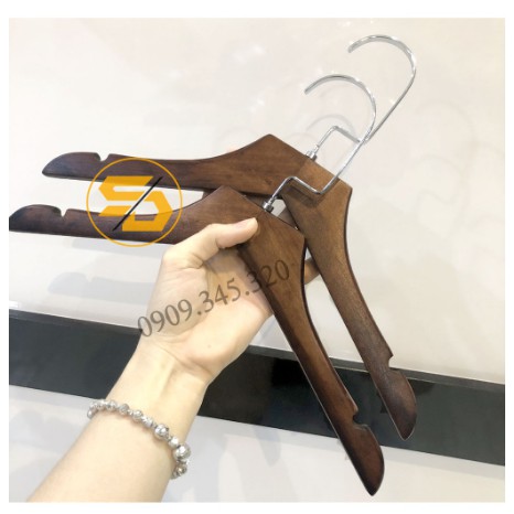 Móc Gỗ Treo Quần Áo Nâu Trơn Baby 30cm  (10 Móc)