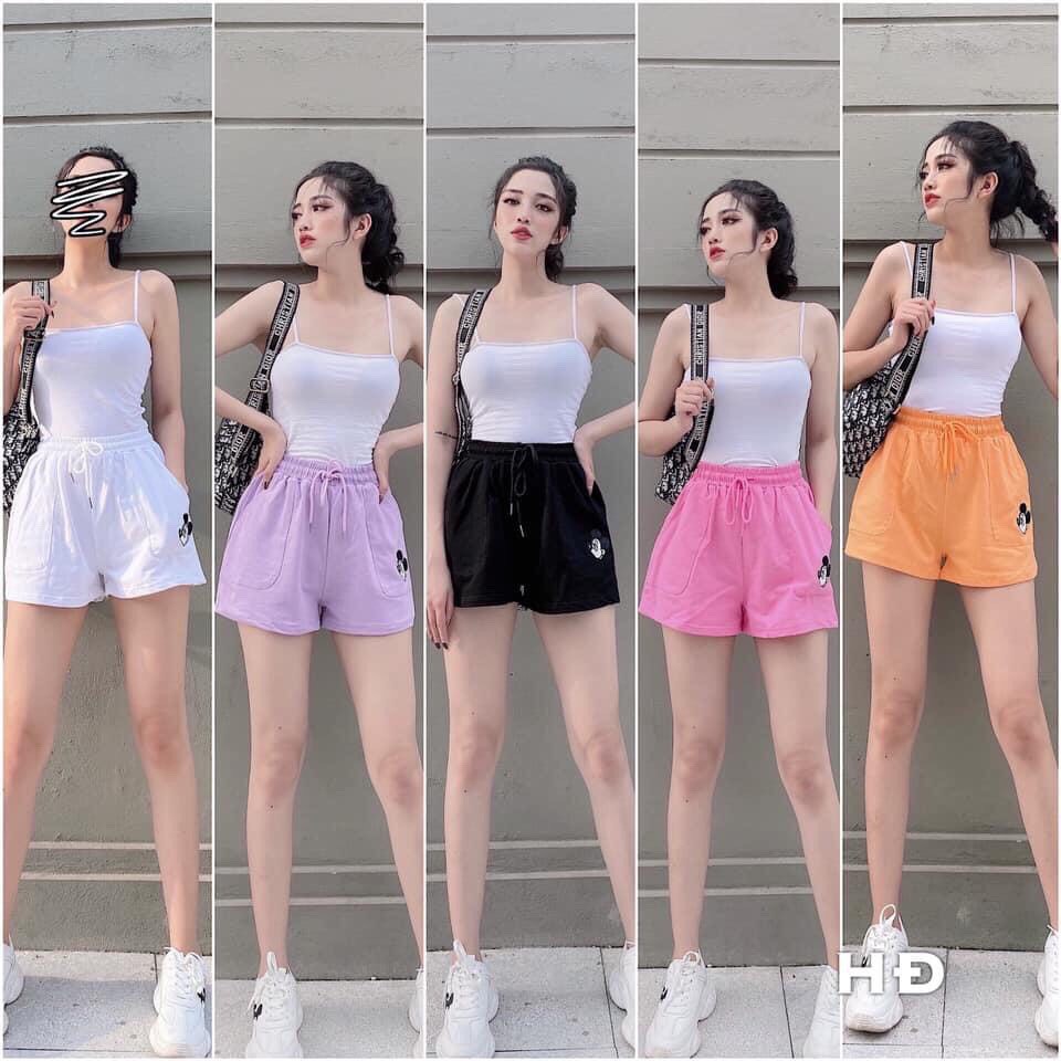 [Mã WASTUP5 giảm 10% tối đa 20K đơn 99K] BÁN SỈ Quần đùi cotton nữ thêu mickey chuẩn form siêu hot(ảnh thật + video)