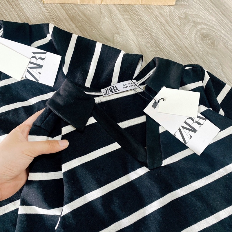Váy Polo body Za.ra Kẻ Sọc Ngang - Đầm Polo dáng mãi xinh xắn Ulzzang style