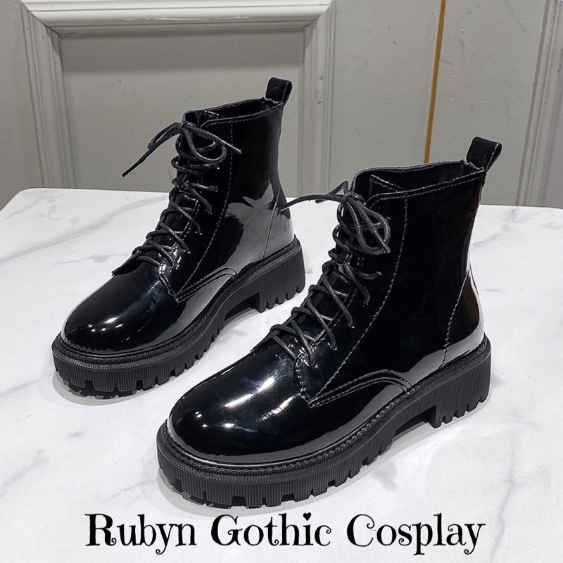 [Sẵn]Giày Boots Cổ Lửng Basic ( Đen Bóng, Đen Nhám ) Size 35 - 40 C1
