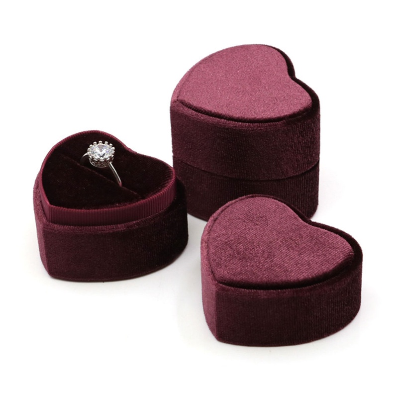 Hộp Đựng Nhẫn 1 / 2 Tầng Hình Trái Tim Màu Xám / Hồng / Đỏ Đậm Siêu Tinh Tế