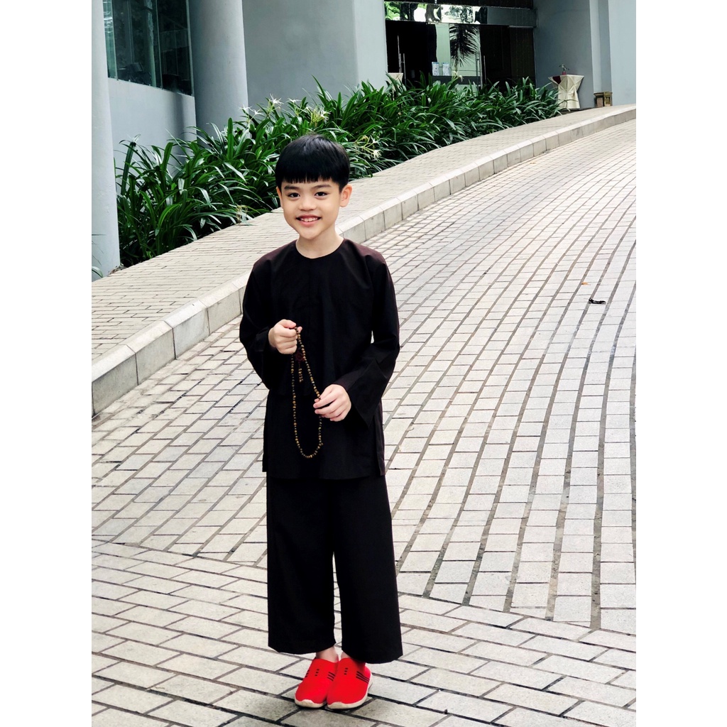 Bộ lam đi chùa cho bé  kiểu vạt hò