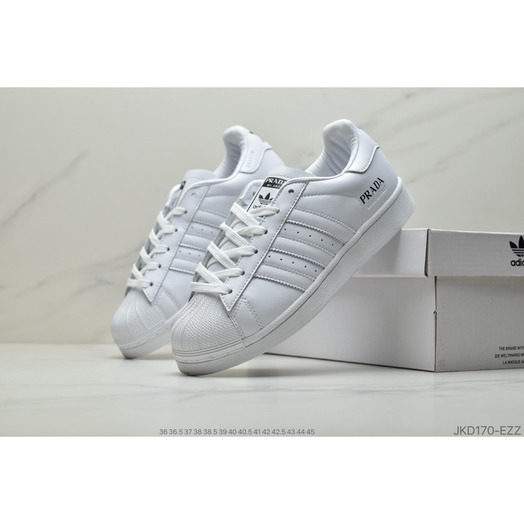 PRADA Giày Thể Thao Adidas Superstar 80s Màu Trắng/Đen Thời Trang Cho Nam Và Nữ jkd170-Z 0323