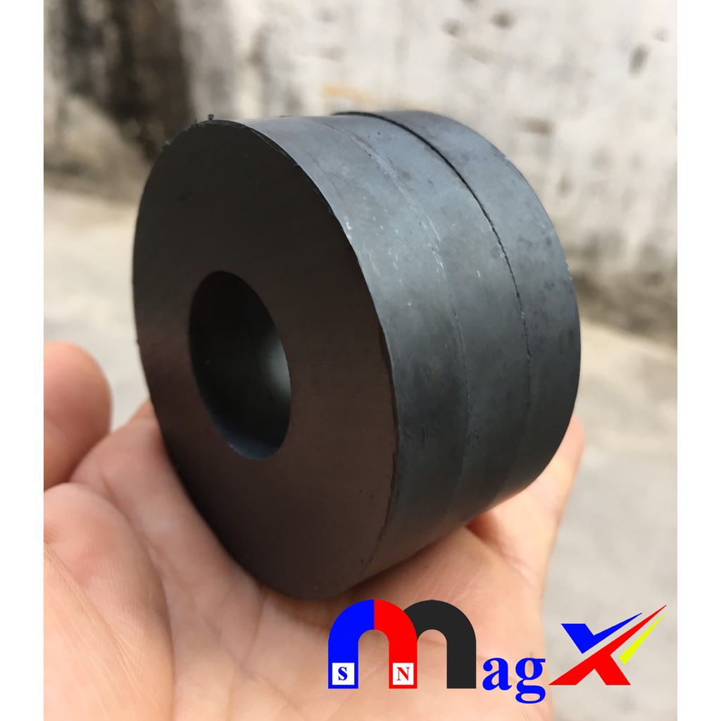 Nam Châm Ferrite Ø 50x6 Lỗ 22 - Nam Châm Đen Y30