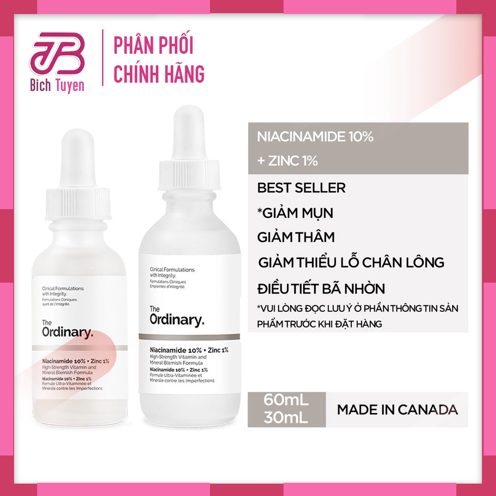 Serum The Ordinary Niacinamide 10% + Zinc 1% - Tinh chất The Ordinary 10% Niacinamide 30ml BT Cosmet