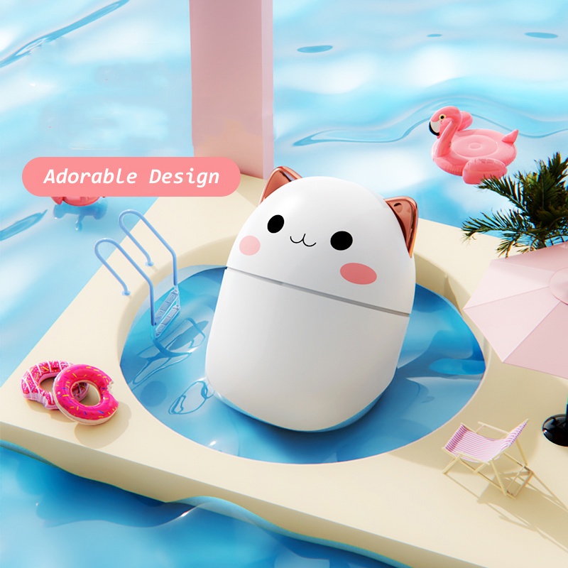 Máy phun sương Fnelse tạo độ ẩm hình mèo dễ thương cổng USB có đèn nhiều màu sắc dung tích 250ml-Shop Mẹ Khoai