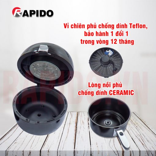 Nồi chiên không dầu Rapido 6.5L RAF6.5M LUX điều khiển cơ