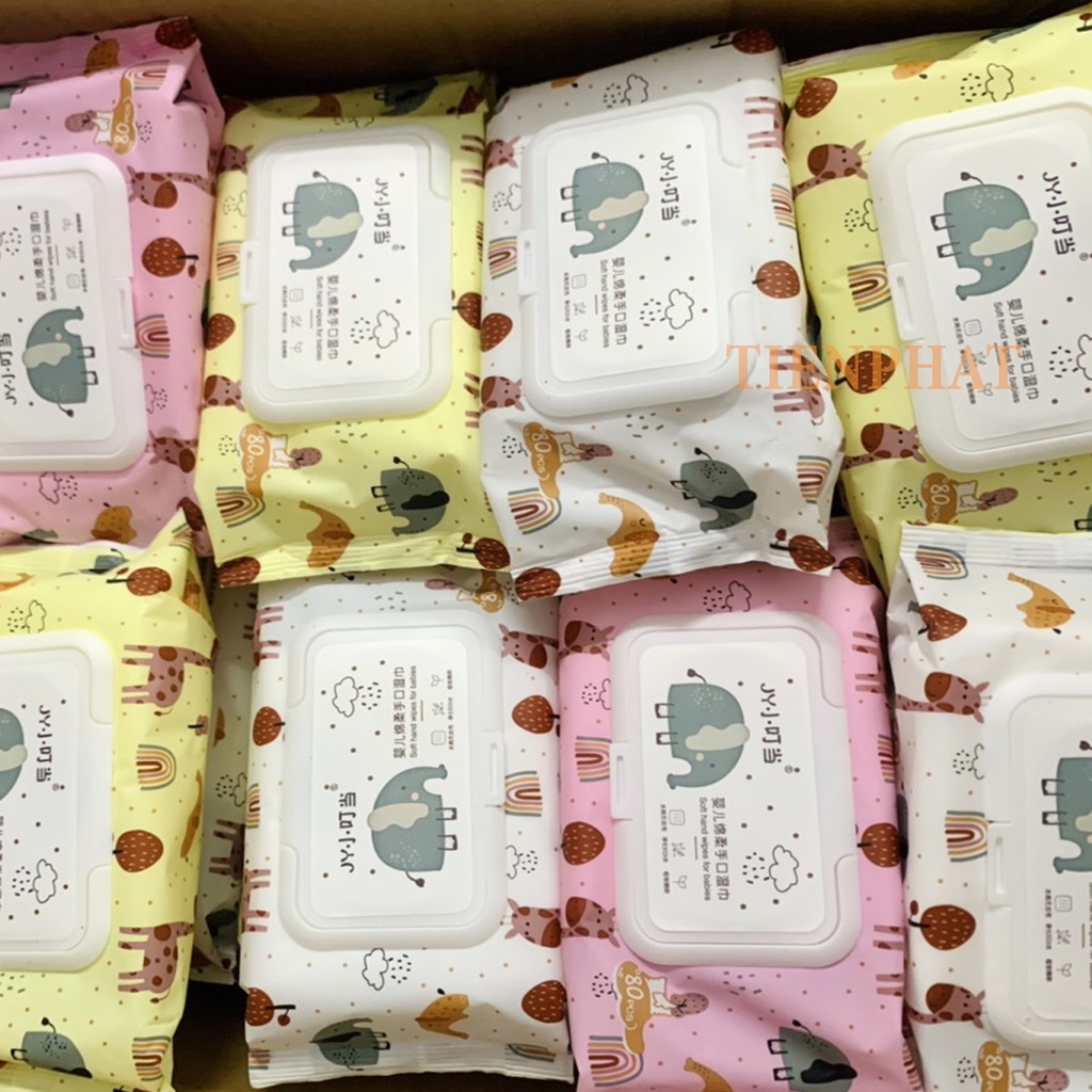 Thùng 10 gói khăn ướt vịt vàng, khăn vịt Duck, khăn giấy ướt vịt vàng kháng khuẩn (80 khăn/ gói)