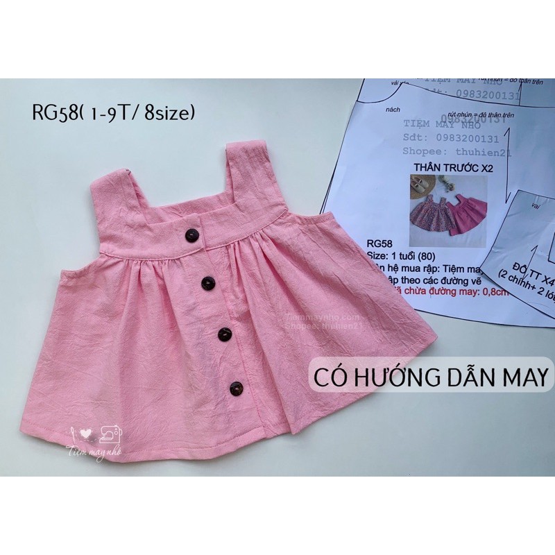 RG58_Rập giấy may áo cổ vuông bé gái