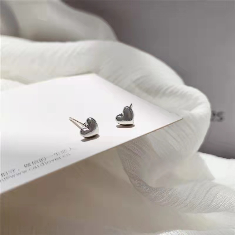 Khuyên tai kim loại mặt hình trái tim đơn giản ngọt ngào thời trang dành cho nữ