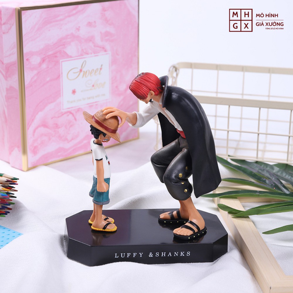 Mô hình One Piece Luffy và Shanks tóc đỏ cao 18cm khởi đầu của hành trình làm hải tặc của luffy từ đây ,figure one piece