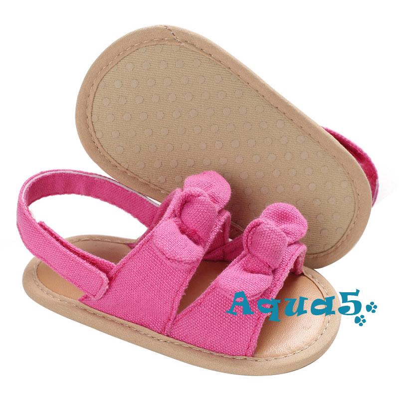 Giày sandal đế mềm chống trượt đính nơ sọc dành cho bé gái 0 đến 1 tuổi