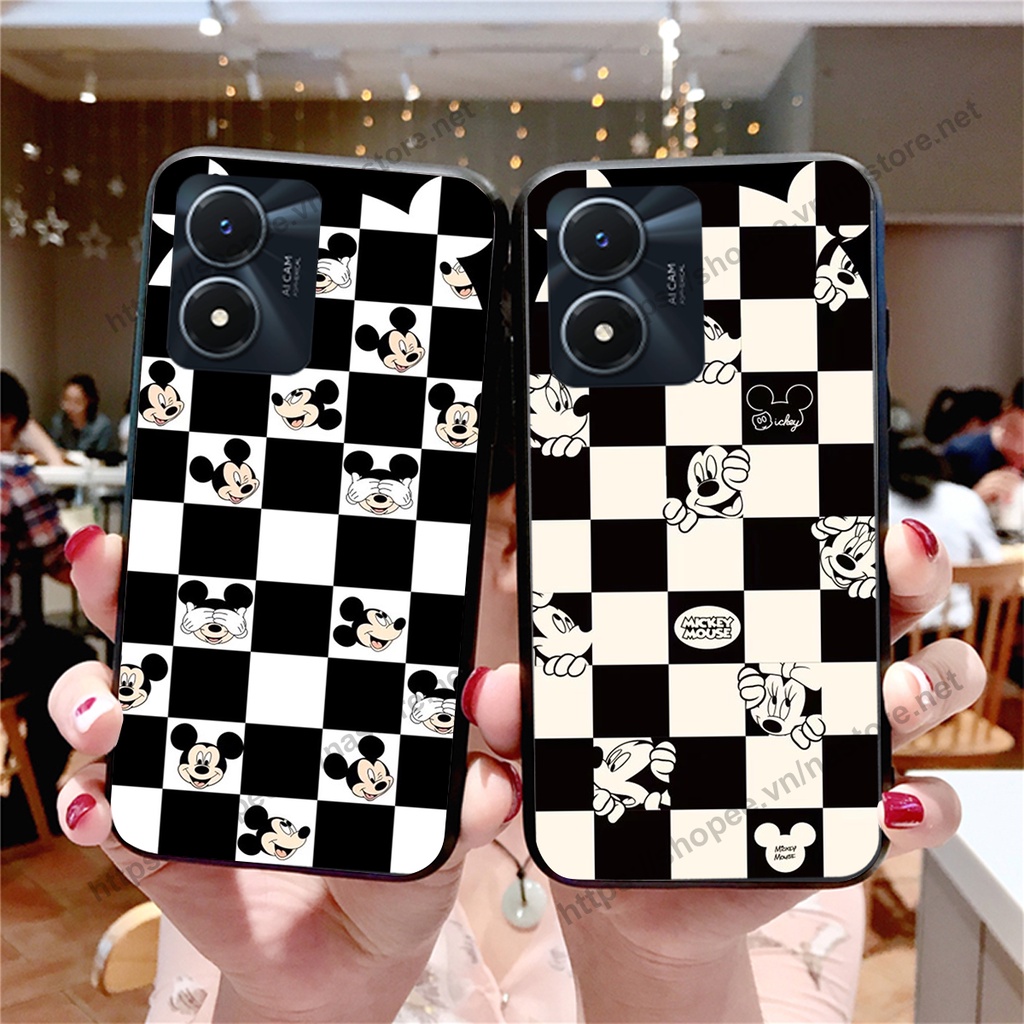Ốp lưng Vivo Y01 - Vivo Y02S trái tim họa tiết caro, mikey họa tiết beabrick kaws cute