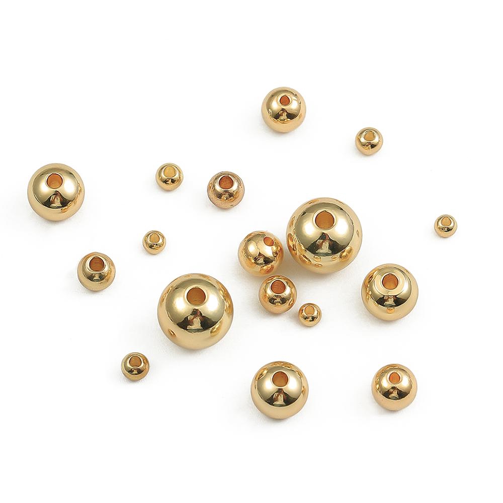 Hạt xỏ tròn mạ vàng 18K bằng kim loại làm đồ trang sức cỡ 2.5/3/4/5/6/8mm