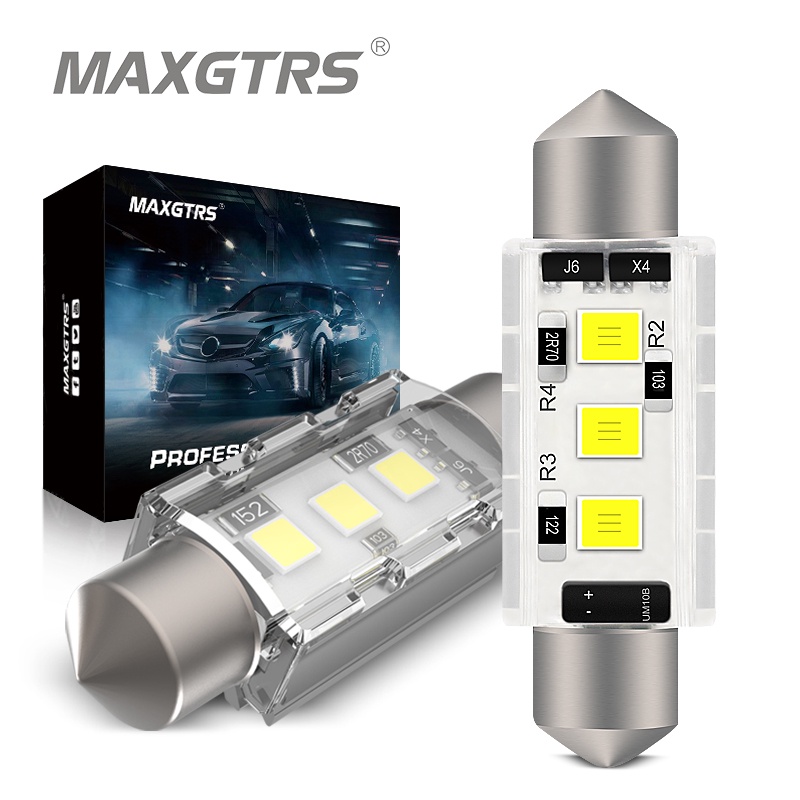2 Đèn Led MAXGTRS 31 36 39 41mm C5W 3 SMD 3030 tự động không lỗi chất lượng cao cho xe hơi