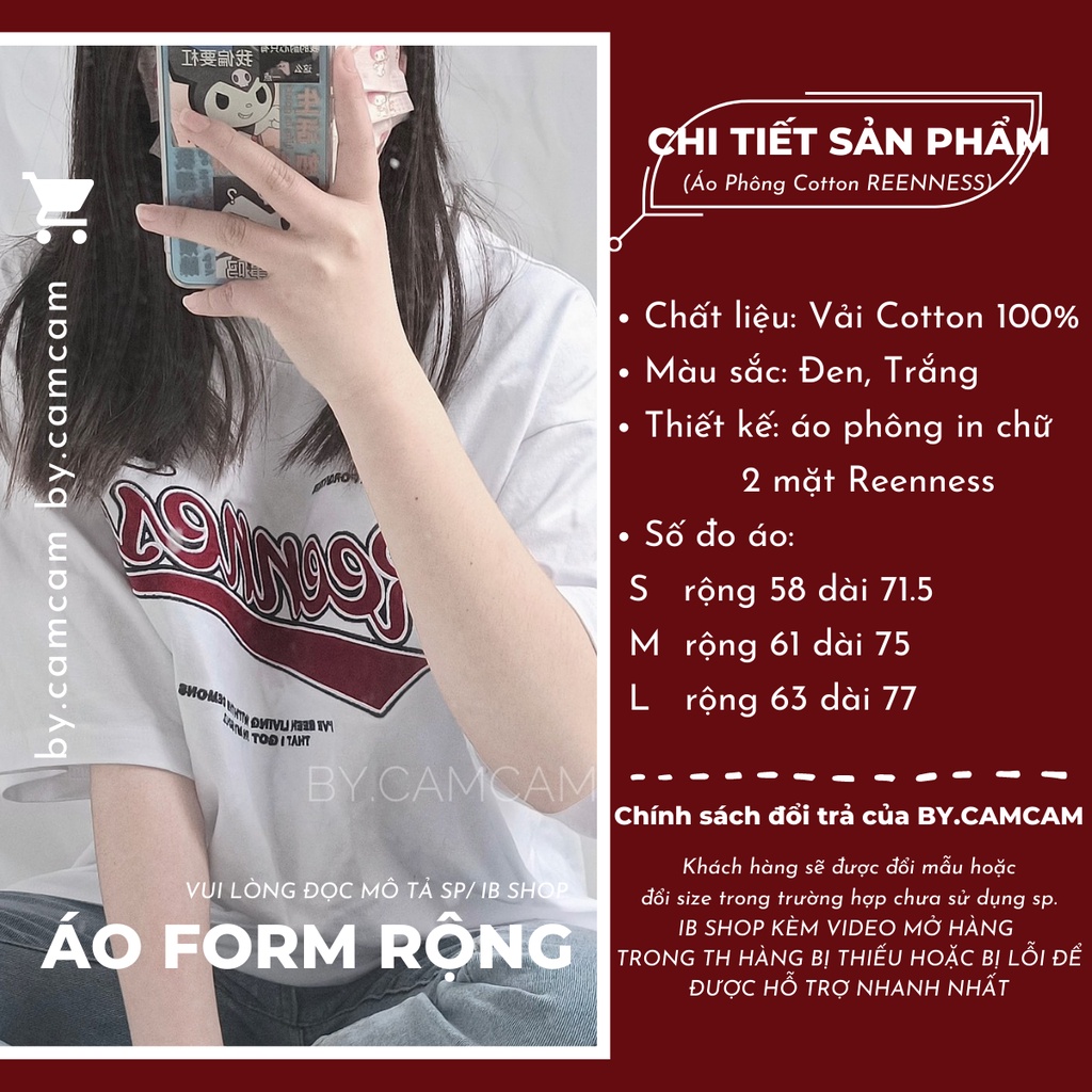 Áo Thun Tay Lỡ REENNESS 100% Cotton, Áo Phông Form Rộng Mẫu Mới 2023 𝘽𝙮.𝘾𝙖𝙢𝙘𝙖𝙢 M12
