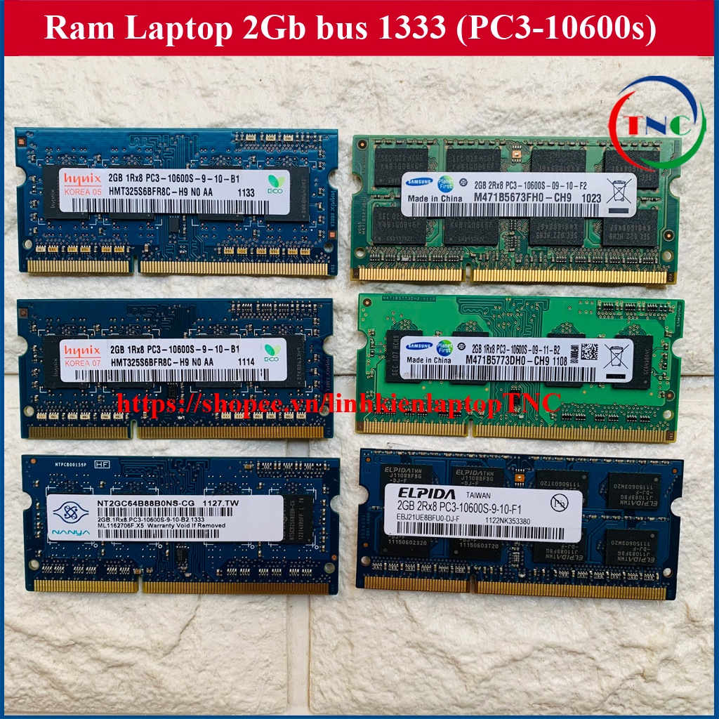 RAM Laptop 2Gb PC3-10600s (DDR3 2Gb Bus 1333 MHz) hàng bóc máy