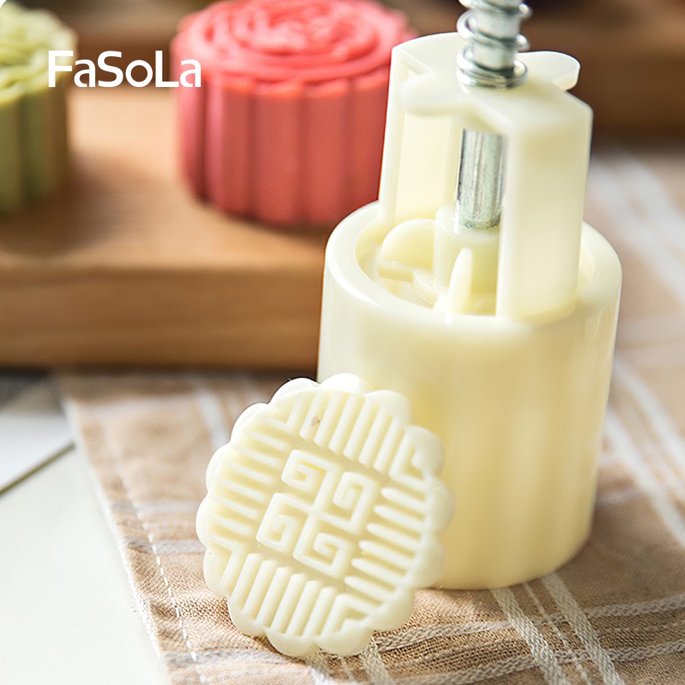 Khuôn bánh trung thu lò xo 4 mặt tròn FASOLA FSLDZ-229C