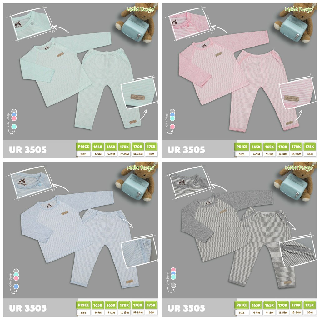 [SALE XẢ] Bộ dài tay cotton kẻ ngang Uala Rogo