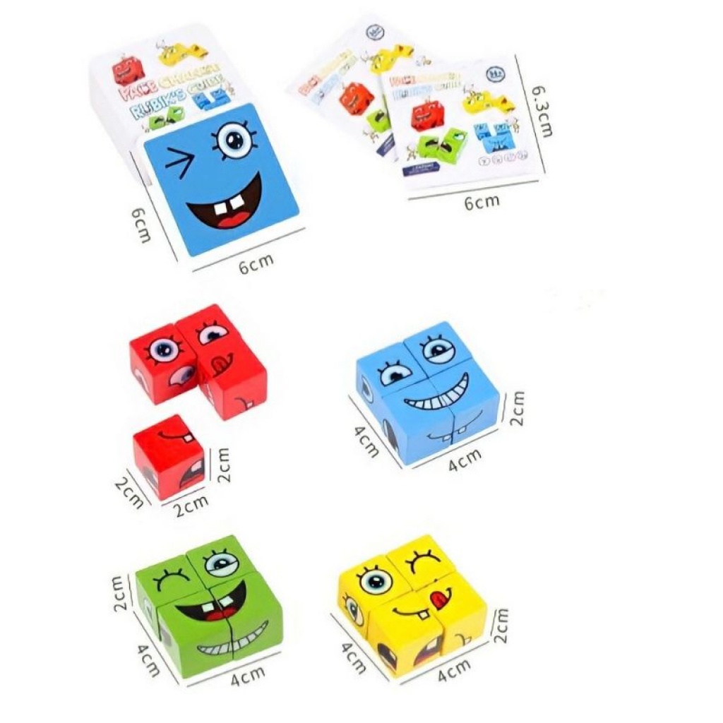 Bộ đồ chơi xếp hình rubik xếp hình biểu cảm khuôn mặt đồ chơi gỗ Bonkids toys